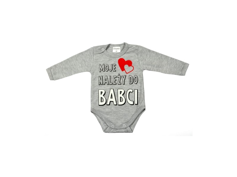 Body niemowlęce MOJE SERCE NALEŻY DO BABCI szary melanż