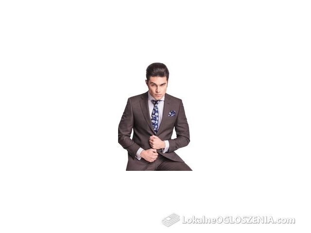 Brązowy wełniany garnitur męski RIETI szyty na miarę - Wełna Super 110's