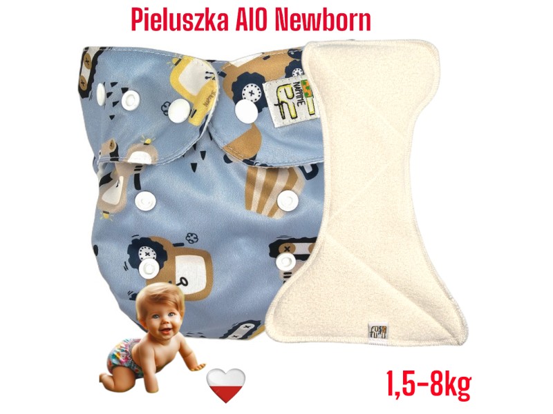 Pieluszka Wielorazowa AIO Newborn Kieszonka Coolmax KOPARKI