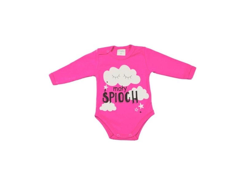 Body niemowlęce dł. rękaw napis MAŁY ŚPIOCH ( RÓŻOWY )
