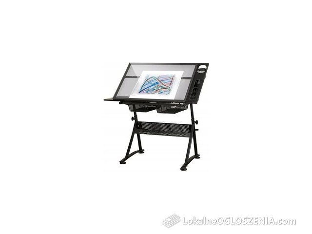 DNA PRO DESK 1 biurko stół kreślarski z szufladami szkło hartowane 120x60 cm