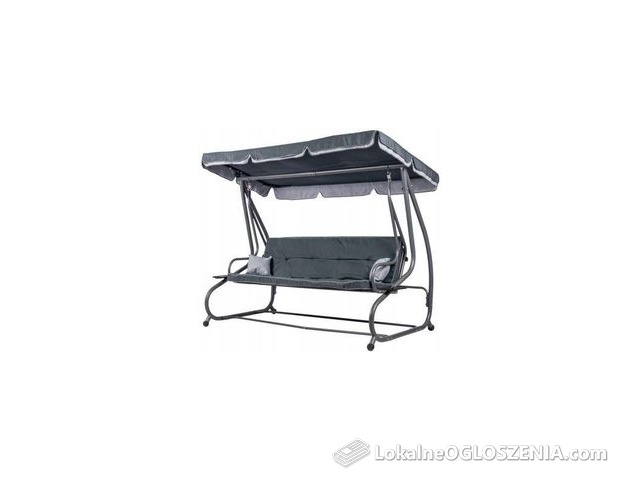 Huśtawka ogrodowaz daszkiem ławka bujana szara