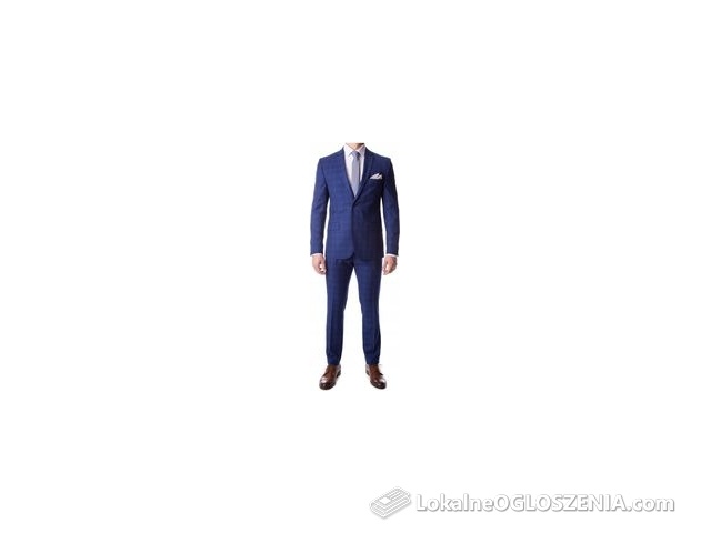 Garnitur męski jednorzędowy atramentowy w krate Slim 182/100/86