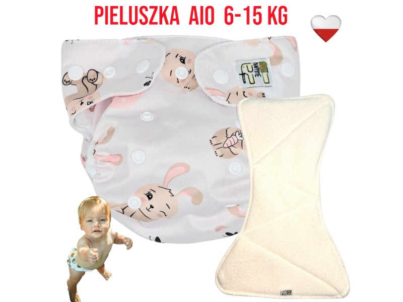 Pieluszka Wielorazowa AIO Kieszonka Coolmax KRÓLICZKI NappiMe