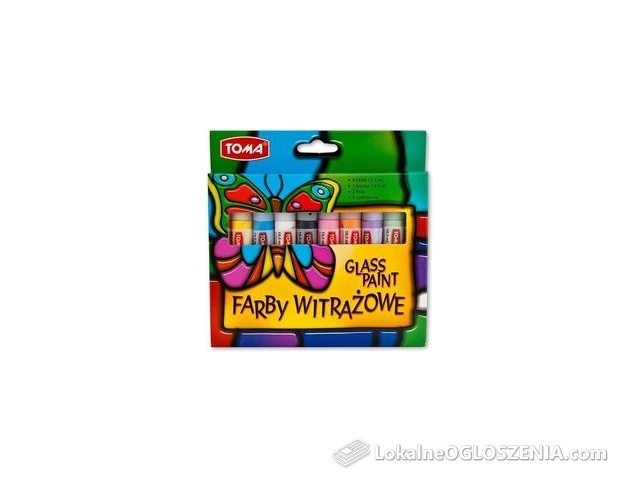 toma Farby witrażowe GLASS PAINT 9 kolorów + konturówka + folie mix 5901133750020