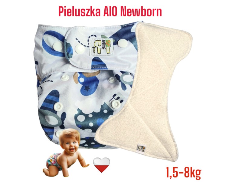 Pieluszka Wielorazowa AIO Newborn Kieszonka Coolmax SAMOLOTY