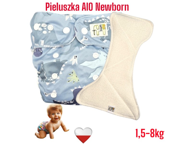 Pieluszka Wielorazowa AIO Newborn Kieszonka Coolmax DINO