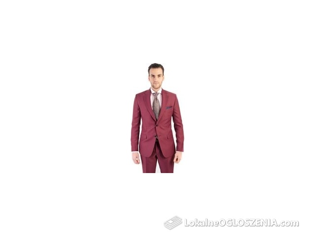 Bordowy wełniany garnitur męski AVOLA szyty na miarę - Wełna Super 110s'