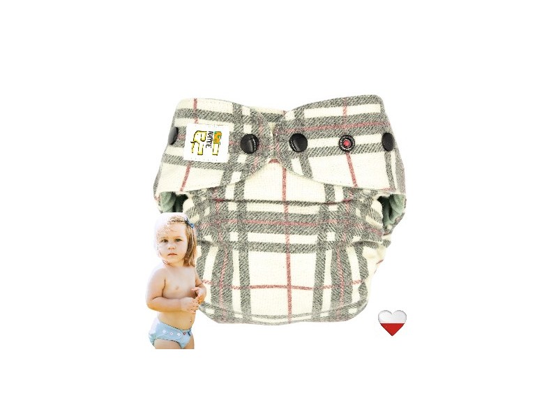 OTULACZ WEŁNA - KREMOWA KRATA Z ZIELONYM