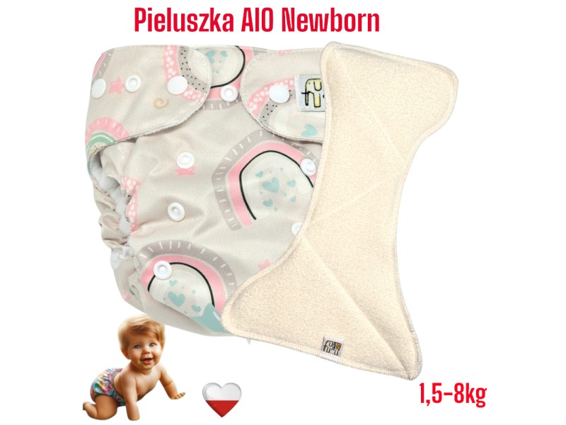 Pieluszka Wielorazowa AIO Newborn Kieszonka Coolmax TĘCZA
