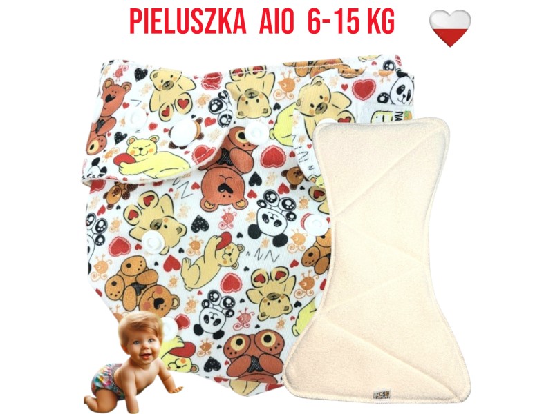 Pieluszka Wielorazowa AIO Kieszonka Coolmax MISIE  NappiMe