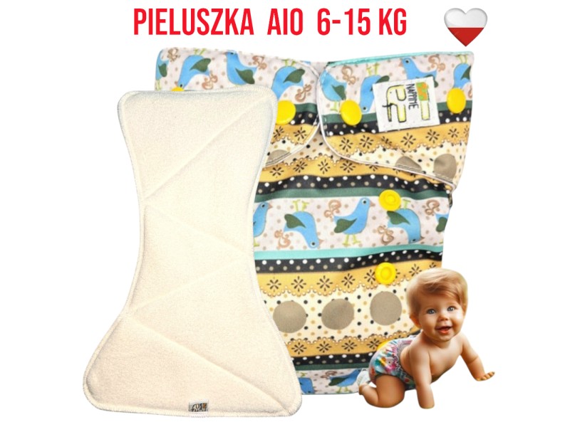 Pieluszka Wielorazowa AIO Kieszonka Coolmax  GROSZKOWE KURY  NappiMe