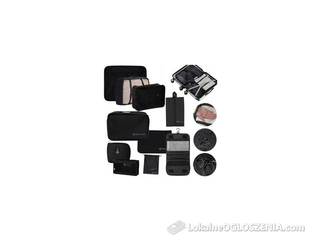 Zestaw Organizery Podróżne do walizki plecaka 11 elementów czarny Ciron