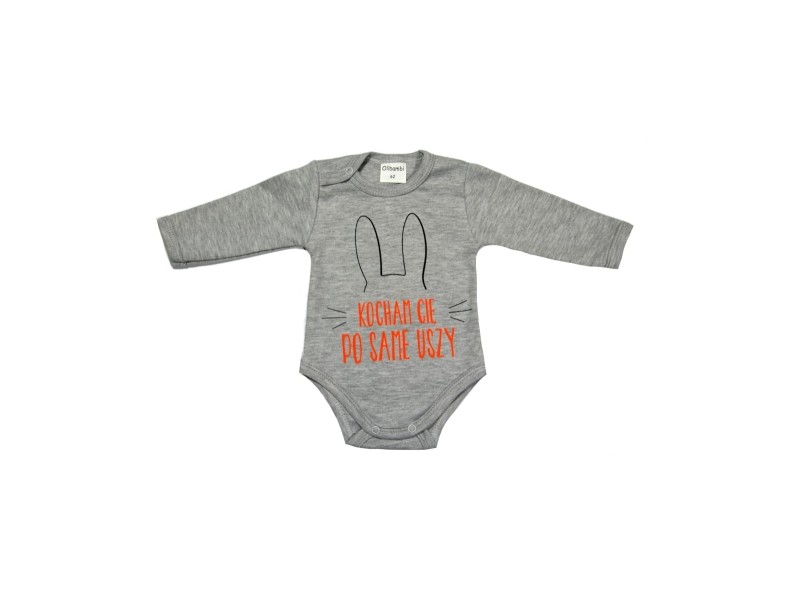 Body niemowlęce KOCHAM CIĘ PO SAME USZY szary melanż