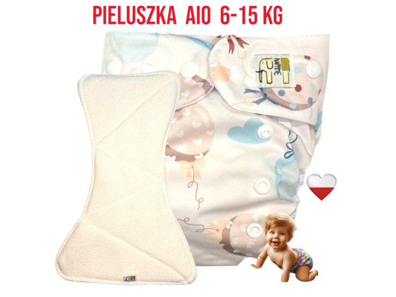 Pieluszka Wielorazowa AIO Kieszonka Coolmax BALONY MIĘTOWE  NappiMe
