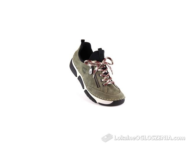 Komfortowe półbuty damskie wsuwane zielone Rieker 45973-54