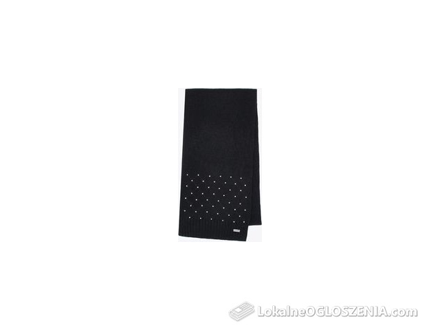 Szalik damski z ozdobnymi cyrkonami czarny