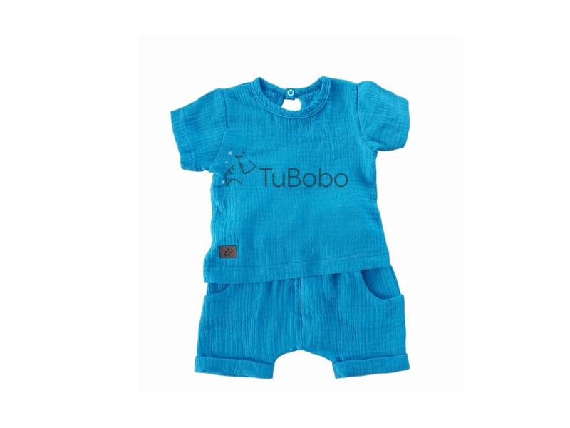 Muślinowy komplet niebieski