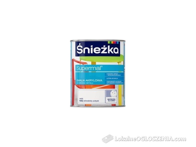 Śnieżka Supermal Emalia Akrylowa A400 Biały Jedwabisty Połysk 0,8l