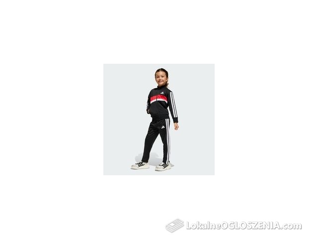 adidas Uniseks - dzieci SEASONAL ESSENTIALS TIBERIO 3 STRIPES TRICOT TRACKSUIT, black/white/pure ruby, 3-4 Years