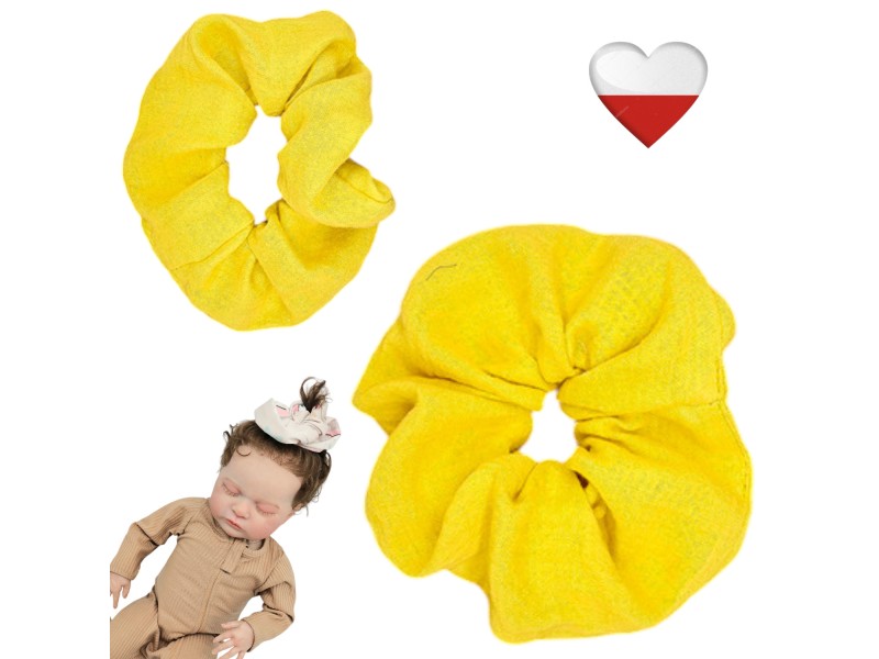 Gumka do włosów muślinowa - MUSZTARDOWA duża