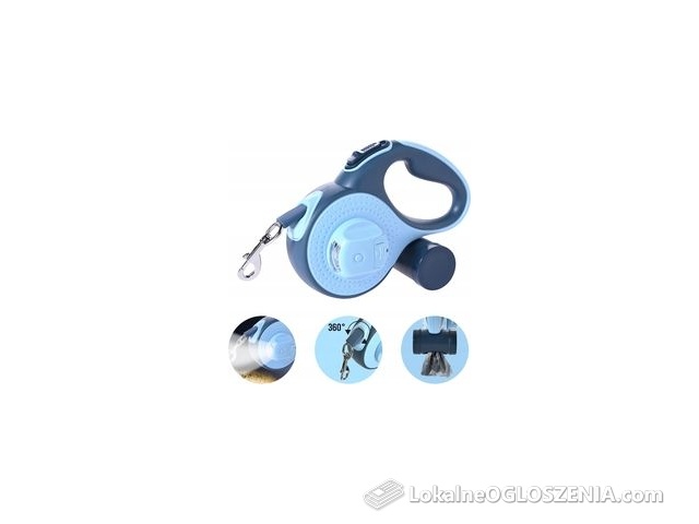 Smycz Dla Psa Kota Automatyczna Taśma Mocna 5M Latarka Pojemnik Na Worki N