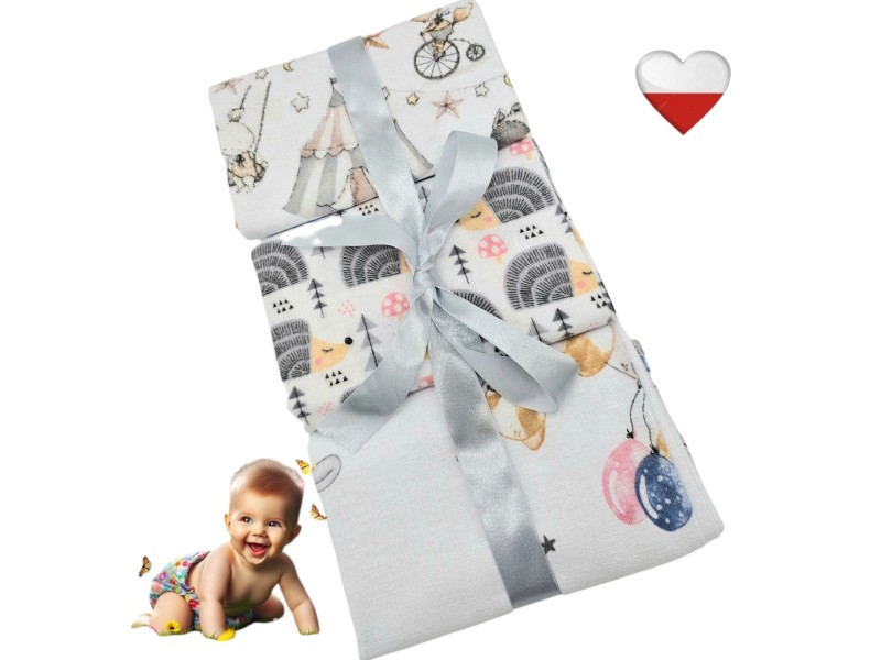 Zestaw Pieluszek Flanelowych (balony, cyrk, jeże)