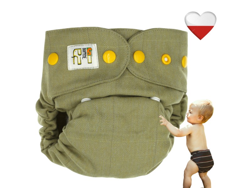 OTULACZ WEŁNIANY - ZŁAMANAZIELEŃ żółte napy