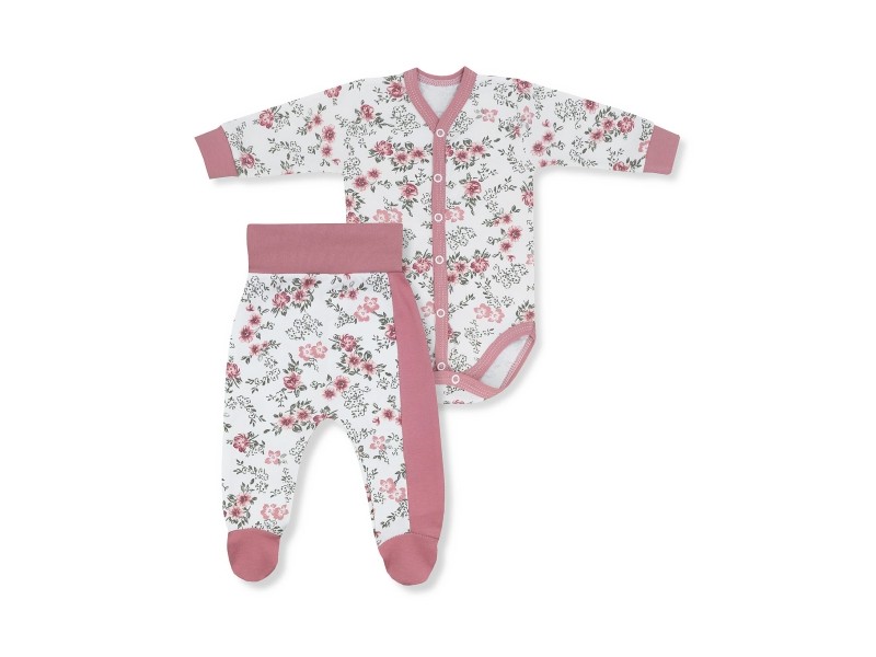 KOMPLET BODY ROZPINANE+PÓŁŚPIOSZKI KOLEKCJA RÓŻE MAŁE ECRU