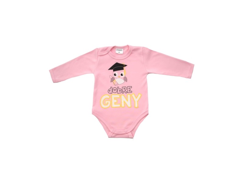 Body niemowlęce dł. rękaw napis DOBRE GENY ( RÓŻOWY )