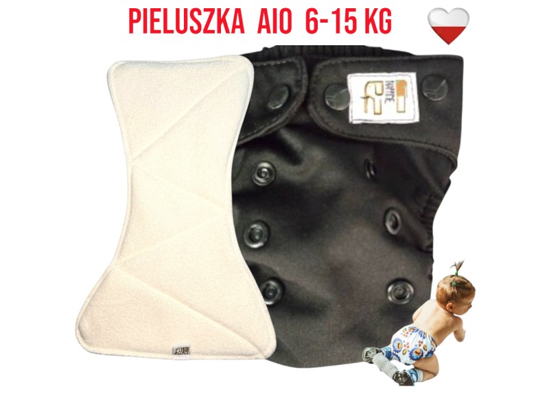 Pieluszka Wielorazowa AIO Kieszonka bambus CZARNA NappiMe