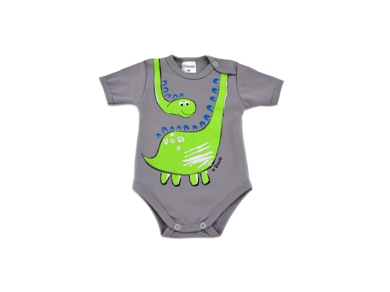 Body niemowlęce kr. rękaw DINO SZARY MELANŻ