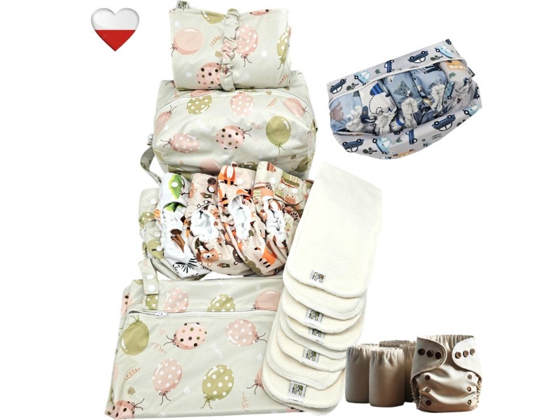 Zestaw Pieluch Wielorazowych BALONY ZIELONE