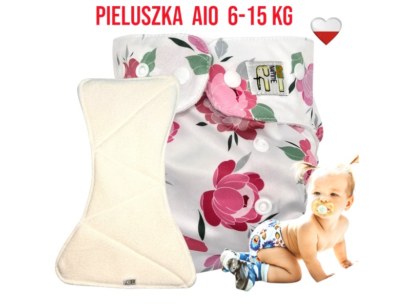 Pieluszka Wielorazowa AIO Kieszonka Coolmax PIWONIE NappiMe