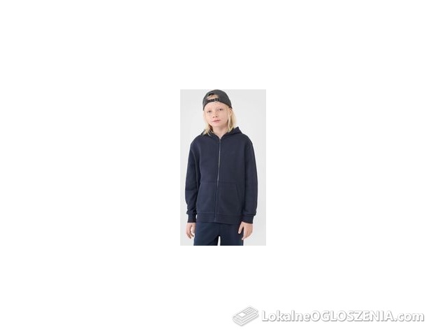 Chłopięca bluza dresowa rozpinana z kapturem 4F 4FJWMM00TSWSM1859 - granatowa