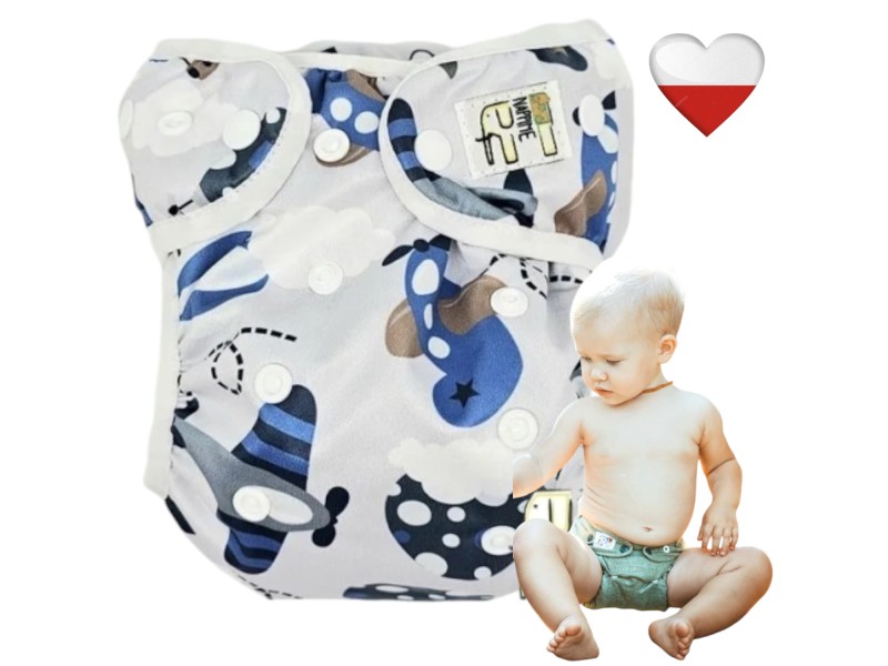 Pieluszka Wielorazowa KIESZONKA COOLMAX ZE SKRZYDEŁKAMI SAMOLOTY Pieluszki NappiMe