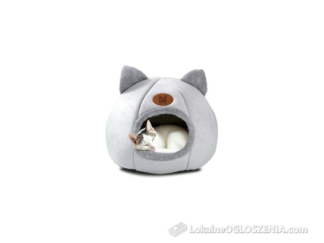 Domek Dla Kota Budka Legowisko Pluszowe Z Uszkami Daisy Szary