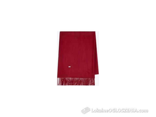 Szalik damski z frędzlami jednolity bordowy