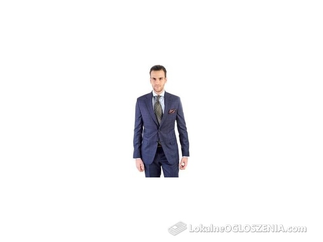 M&M Suits Garnitur Męski Cagliari W Granatową I Grafitową Kratę Granatowy