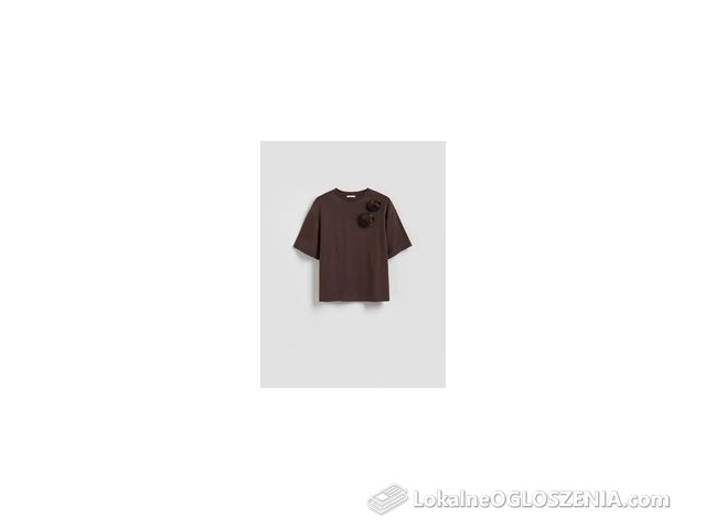 Reserved - T-shirt z merceryzowanej bawełny - ciemnobrązowy