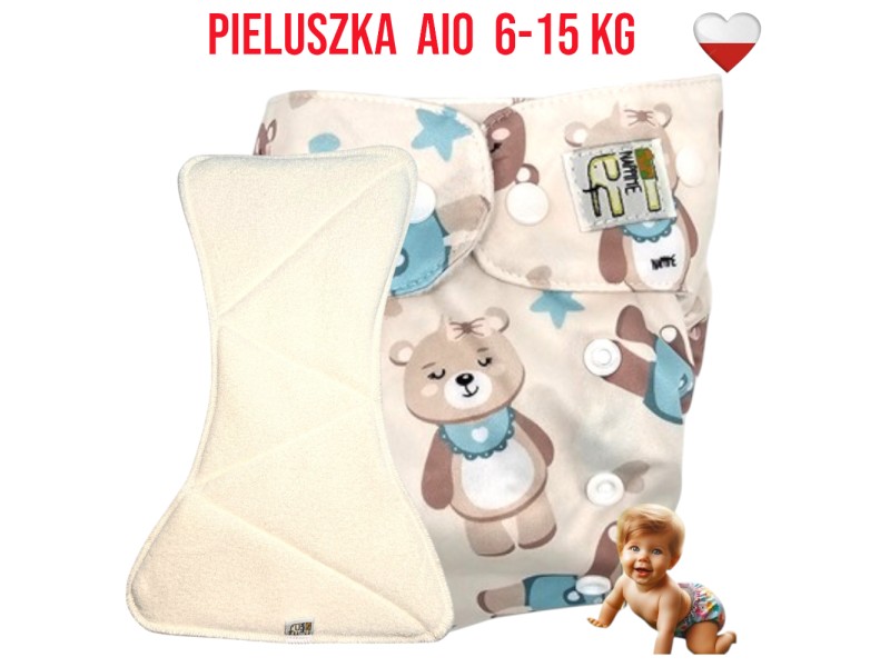 Pieluszka Wielorazowa AIO Kieszonka Mikropolar MISIE MIĘTOWE  NappiMe