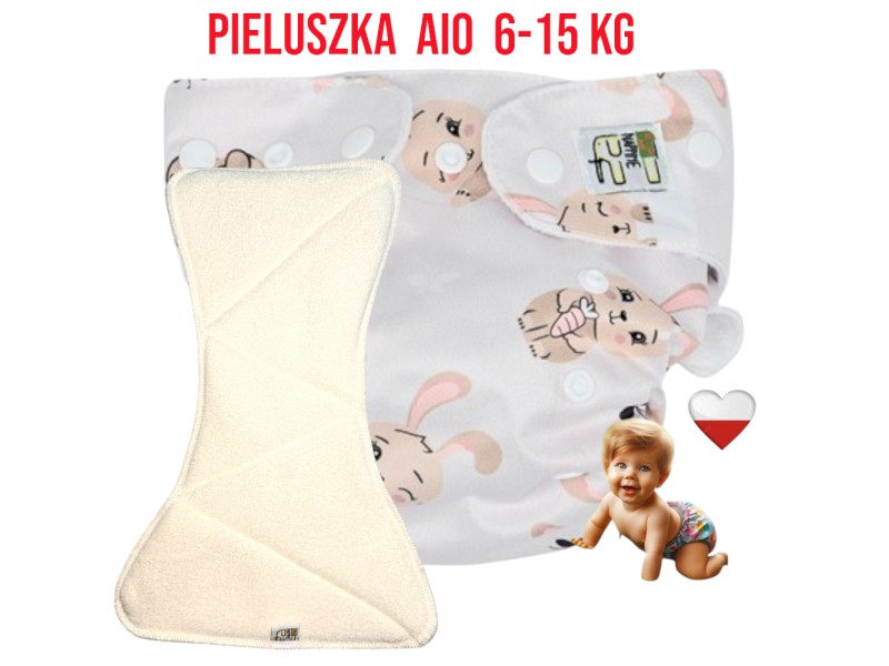 Pieluszka Wielorazowa AIO Kieszonka Mikropolar KRÓLICZKI  NappiMe