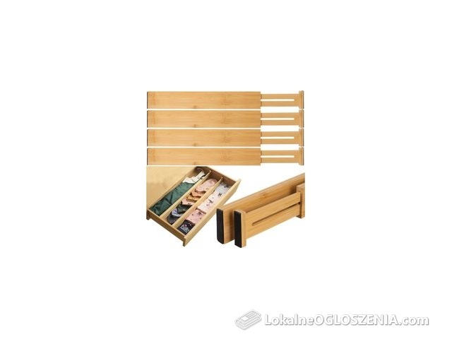 Organizer do Szuflady Seprator Szuflad Regulowana Przegroda Bambusowy 4 szt Ruhhy 25633