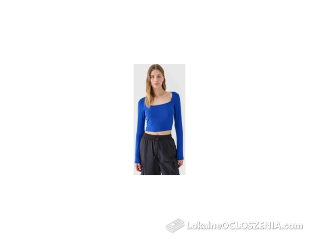 Damski longsleeve crop top 4F 4FRSS24TLONF499 - niebieski