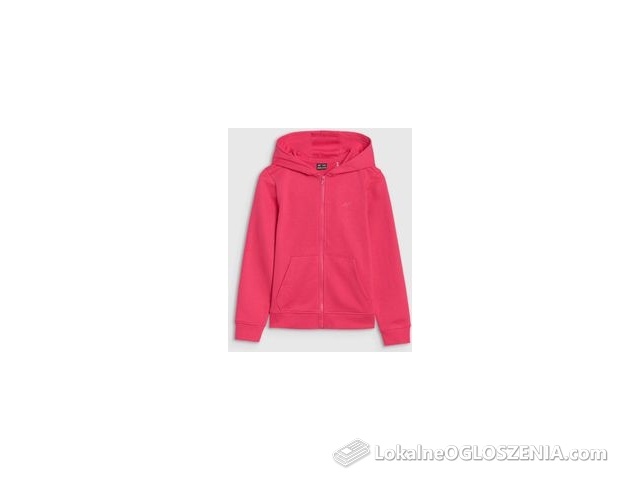 Dziewczęca bluza dresowa rozpinana z kapturem 4F 4FJWSS25TSWSF1706 - różowa
