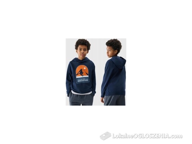 4F Bluza Chłopięca Dresowa Sportowa Z Kapturem Nierozpinana Dziecięca SS24