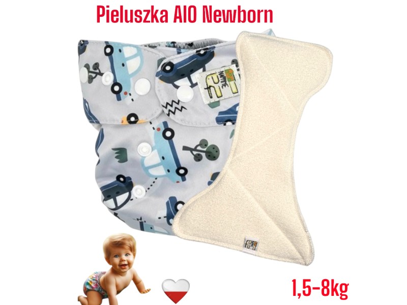 Pieluszka Wielorazowa AIO Newborn Kieszonka Coolmax SAMOCHODY