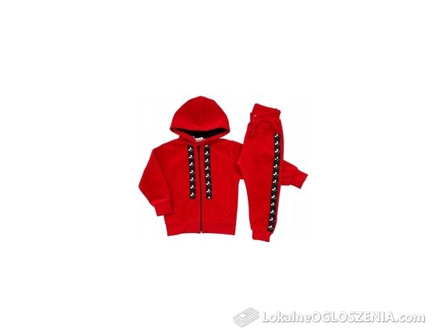 Dres Welurowy dla dziewczynki Welur czerwony bluza z kapturem Revaj Pl 116