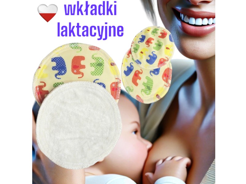 WKŁADKI LAKTACYJNE PUL bambus - KOLOROWE SŁONIE