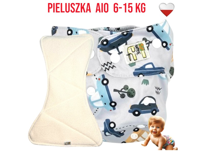 Pieluszka Wielorazowa AIO Kieszonka Mikropolar SAMOCHODY NappiMe
